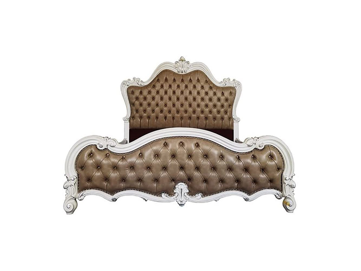 Acme Versailles II California King Bed in Vintage Gray Polyurethane and White ACME Furniture