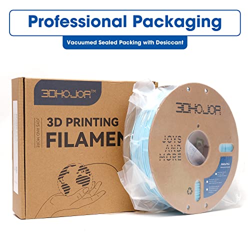 Matte PLA Filament 1.75mm Light Blue, PLA 3D Printer Filament, 1kg Spool (2.2lbs) PLA Filament, Fit Most FDM 3D Printer 3DHoJor