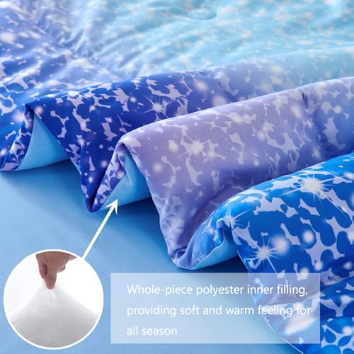 PERFEMET Blue Twin Comforter Set for Girls, 6 Pieces Twin Bed in A Bag, 3D Colorful Kids Bedding Comforter Set with Sheets, Tie Dye Ombre Fluffy Teen Girl Bed Set (Blue, Twin) PERFEMET