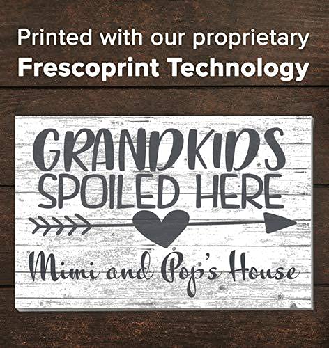Personalized Grandkids Spoiled Here Sign Custom SOLID WOOD Farmhouse Décor Gift for Home, Grandparents, Grandma, Grandpa Gift Idea (Black) Broad Bay