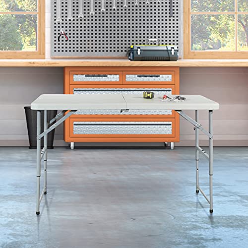 Office Star Resin Multipurpose Rectangle Table, 4-Feet Long, Height Adjustable, Center Folding Table, Light Gray Office Star Products