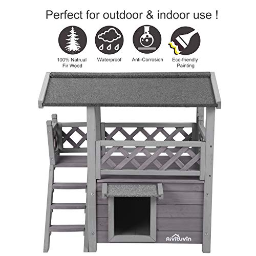 Feral Cat House Outdoor and Indoor Kitty Shelter with Stairs for Cats Insulated, Weatherproof Roof for Winter Aivituvin