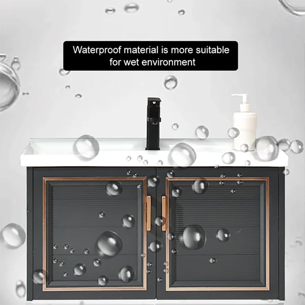Weibath 28" Black Floating Bathroom Vanity Wall Mounted Bathroom Vanities Cabinet with Sink Combo Weibath
