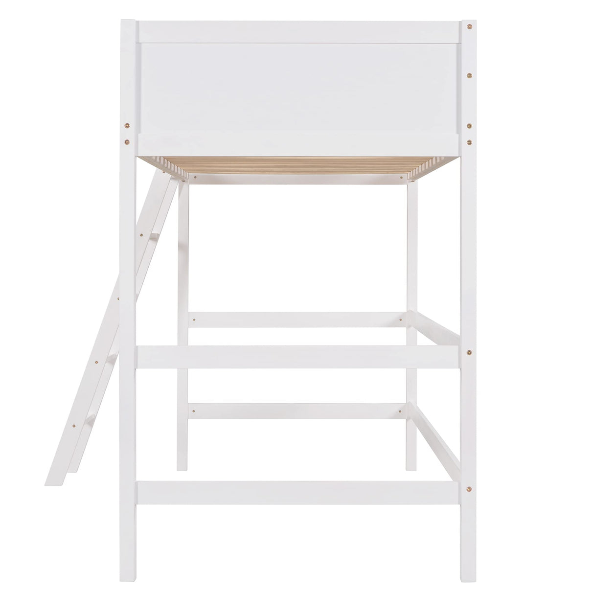 Harper & Bright Designs Solid Wood Twin Loft Bed with Ladder and Guardrails in White Harper & Bright Designs