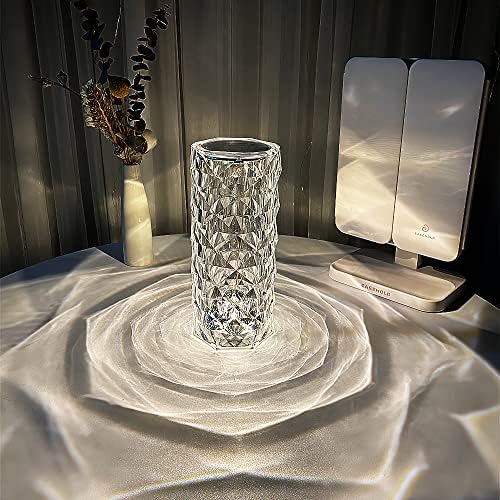 BGFHome Crystal Table Lamp RGB Color Changing Night Light ,Romantic LED Rose Diamond Touch Lamps for Living Room (Remote & Touch BGFHome