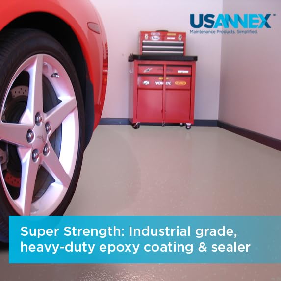 USANNEX Garage Floor Epoxy - 100% Epoxy Resins - Heavy Duty Floor Coating, Floor Sealer - Ideal for Garage Floor (Dark Gray) USANNEX