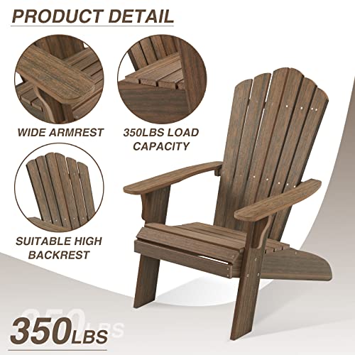 ACUEL Adirondack Chair Outdoor, Oversized Patio Chair Poly Lumber, Weather Resistant & Heavy Duty, Fire Pits Chair for Porch, Poolside, Lawn, Backyard and Garden, 350lbs Capacity (Light Brown) ACUEL
