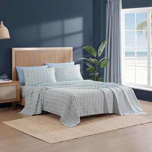 Caribbean Joe 6-Piece Sheet Set with Cooling Pillowcases, 10-inch Deep Pockets, Tropical Beach Coastal Design, Full, Seaweed Trellis CARIBBEAN JOE