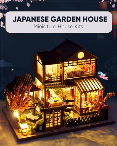 DIY Miniature House Kit, Mini House Kit for Beginners, DIY Dollhouse Kit for Adults to Build, Model Building Craft Diorama Kit, Ideal Gifts for Mothers Day Birthday Christmas(Japanese Garden House)