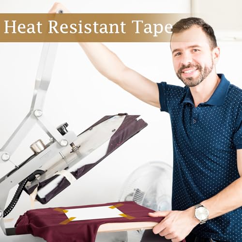 PEASUG Heat Tape, 4 Rolls High Temperature Heat Resistant Tape, Adhesive Heat Tape for Sublimation, Heat Press, Electronics, Soldering, Circuit Board, 10mm x33m(108ft) PEASUG