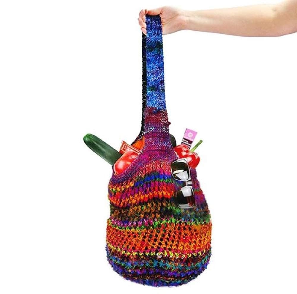 Revolution Fibers Recycled Sari Silk, Multi-Color Pure Silk Yarn, Handspun Used Sari Fabric Ribbon Scraps, Rainbow Yarn for Knitting, Weaving & Crocheting - 100 Grams per Ball Revolution Fibers