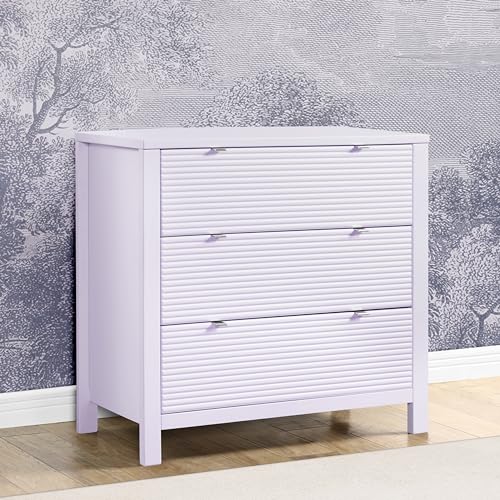 Delta Children Cassie 3 Drawer Dresser with Changing Top and Interlocking Drawers, Lilac Delta Children