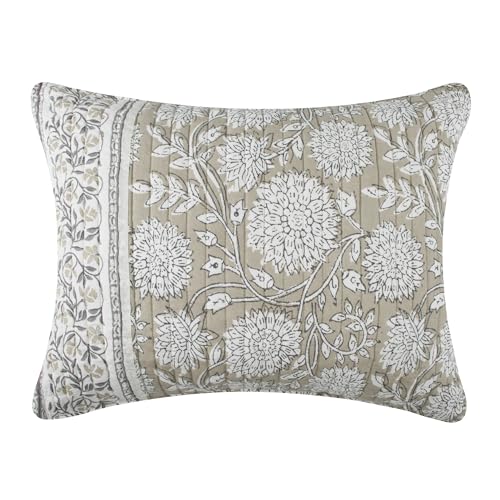 Levtex Home Adare Taupe Reversible Full/Queen Quilt Set (88x92in) and 2 Pillow Shams (26x20in) - Floral Bedding - Taupe White - Cotton Full/Queen Size Quilt Bedding Set - Lightweight, Soft, Pre-Washed Levtex Home