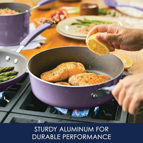 Rachael Ray Cucina Nonstick Cookware Pots and Pans Set, 12 Piece, Lavender Purple Rachael Ray