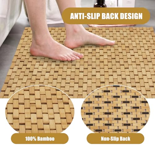 HOMBYS 47x32 Extra Large 100% Bamboo Shower Mat for Shower Stall Tub, Non Slip Bath Mat Bathroom Accessories, Large Mats for Shower and Bathroom, Quick Drying HOMBYS