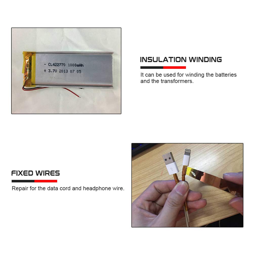 Viaky High Temp Tapes Polyimide Film Adhesive Tape Multi-Sized Heat High Temperature Resistant Tawny Tapes for Electric Tasks, 3D Printers, Solder, Painting and Packing Fixing (Brown) Viaky