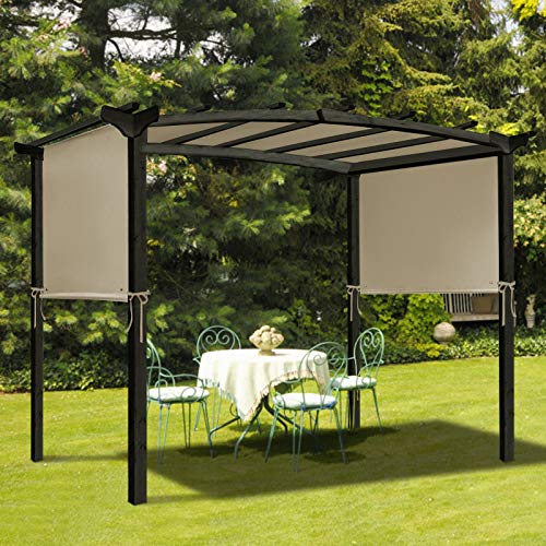 Tangkula 17x7 Ft Universal Pergola Replacement Canopy, Outdoor Canopy Shade Cover w/ 6 Copper Grommets & 4 Straps, Sun-protective Polyester Replacement Cover for Pergola Structure (Cover Only) (Beige) Tangkula