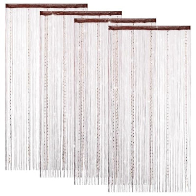VavoStocks 4 Pack Decorative Beaded Curtains Door String Curtains, Hanging Fringe Room Divider Beads Wall Panel Boho Tassel Screen with 5 Rows Beaded for Doorway Window Wall Closet (39×79in, Coffee)