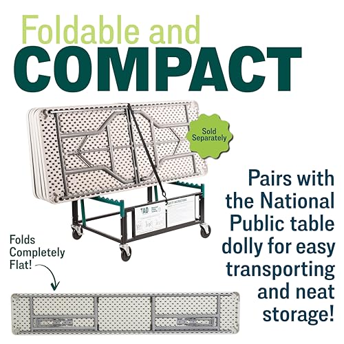 Seminar Folding Table by National Public Seating – 18x96 Portable, Heavy-Duty Foldable Table Indoor/Outdoor Table for Office, Conferences & Training Rooms – Lightweight & Durable, Speckled Gray National Public Seating
