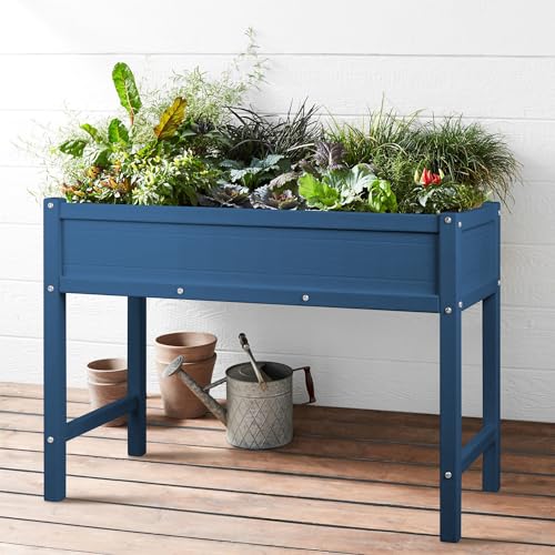 KETOYARK Raised Garden Planting Bed with Legs,HDPE Elevated Planter Box Rot-Resistant and Non-Cracking for Herb Vegetable Flower with Drainage Hole Outdoors/Indoors Planter Raised Beds,Navy KETOYARK
