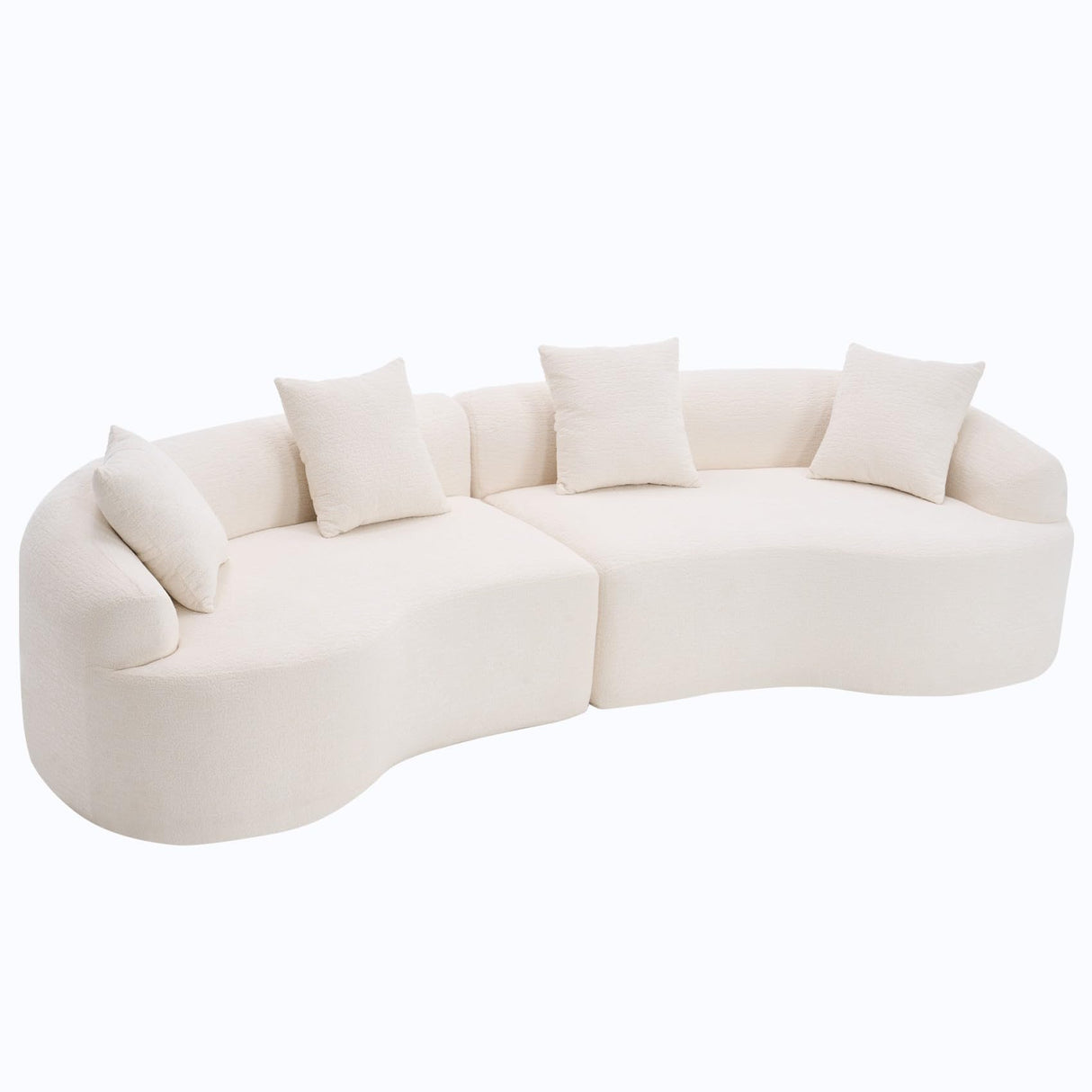 KEIKI Curved Chenille Modular Sectional Couches with Pillows, 4 Seater Oversized Upholstered Luxury Plush Cloud Sofa for Living Room Apartment, Full Compression Sponge, KEIKI