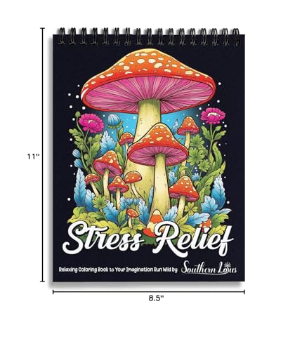 Stress Relief Spiral Coloring Book for Adults Women Girls Hardcover Floral Patterns Animals Themes Aesthetic Illustrations Relaxing Large Print Pages Relieve Anxiety Mindfulness SOUTHERN LOTUS