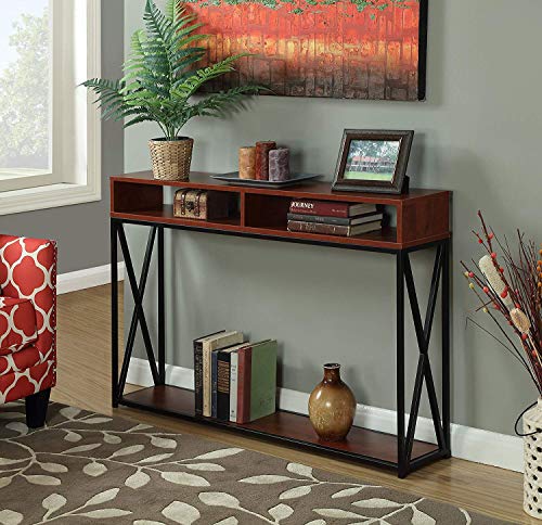 Convenience Concepts Tucson Deluxe 2 Tier Console Table, Cherry / Black Convenience Concepts
