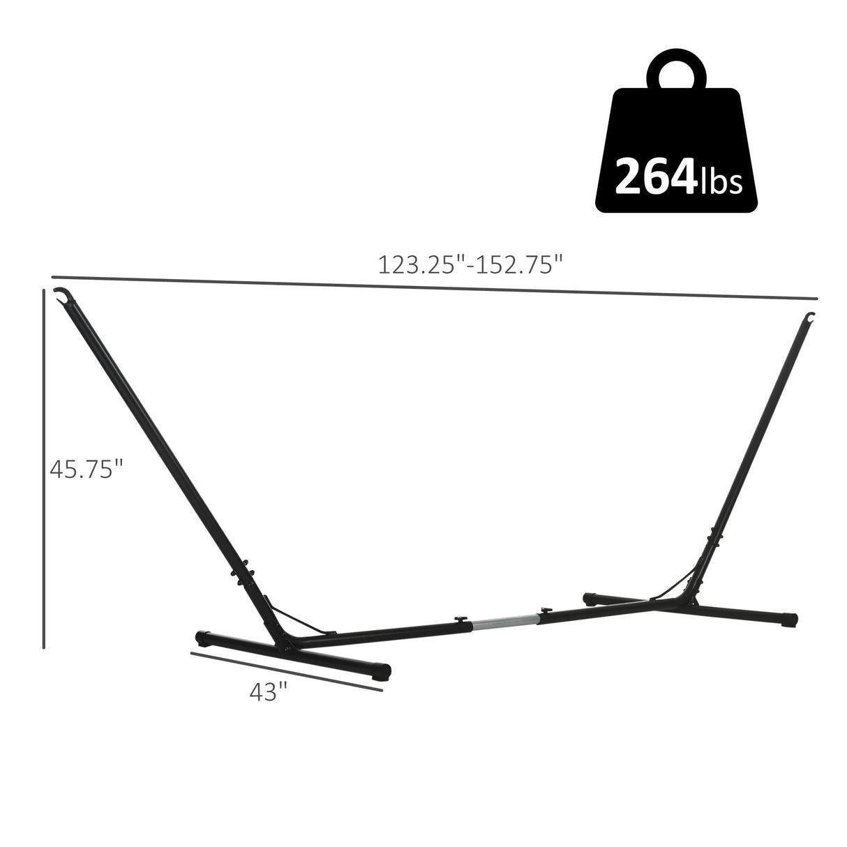 Outsunny Universal Hammock Stand 10-13ft Adjustable Steel Stand Space-Saving and Portable Carrying for Indoor and Outdoor Use, Black Outsunny