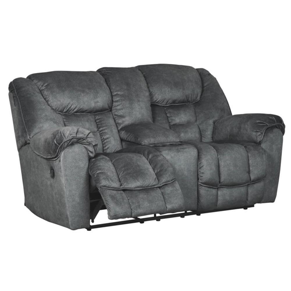 Signature Design by Ashley Capehorn Oversized Manual Pull Tab Reclining Loveseat with Center Console, Dark Gray Signature Design by Ashley