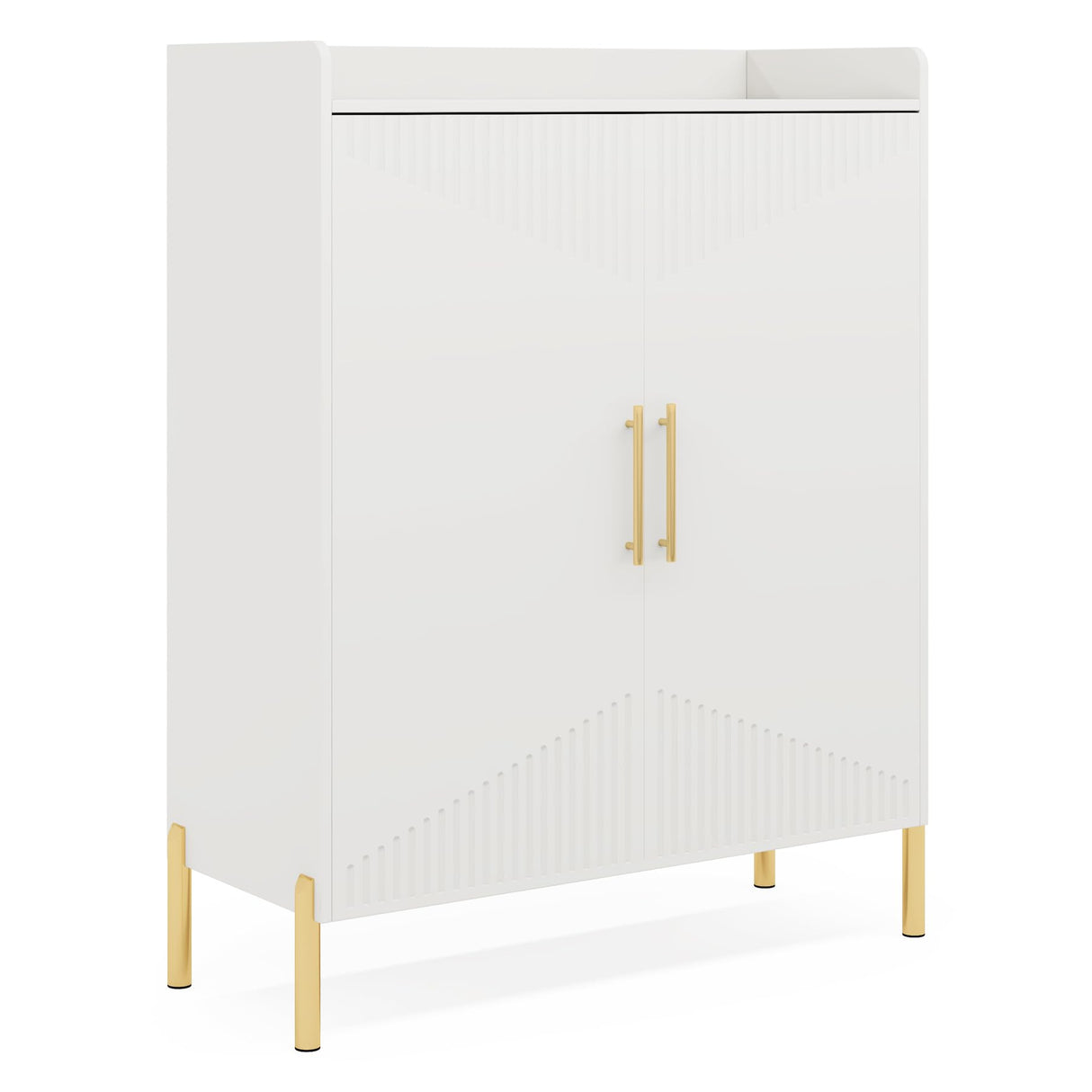 Tribesigns Large Shoe Cabinet with Doors, 6-Tier Entryway Shoe Storage Cabinet with Shelves, 30 Pairs Modern Shoes Rack Organizer for Hallway, Closet, Bedroom, Living Room, White & Gold Tribesigns