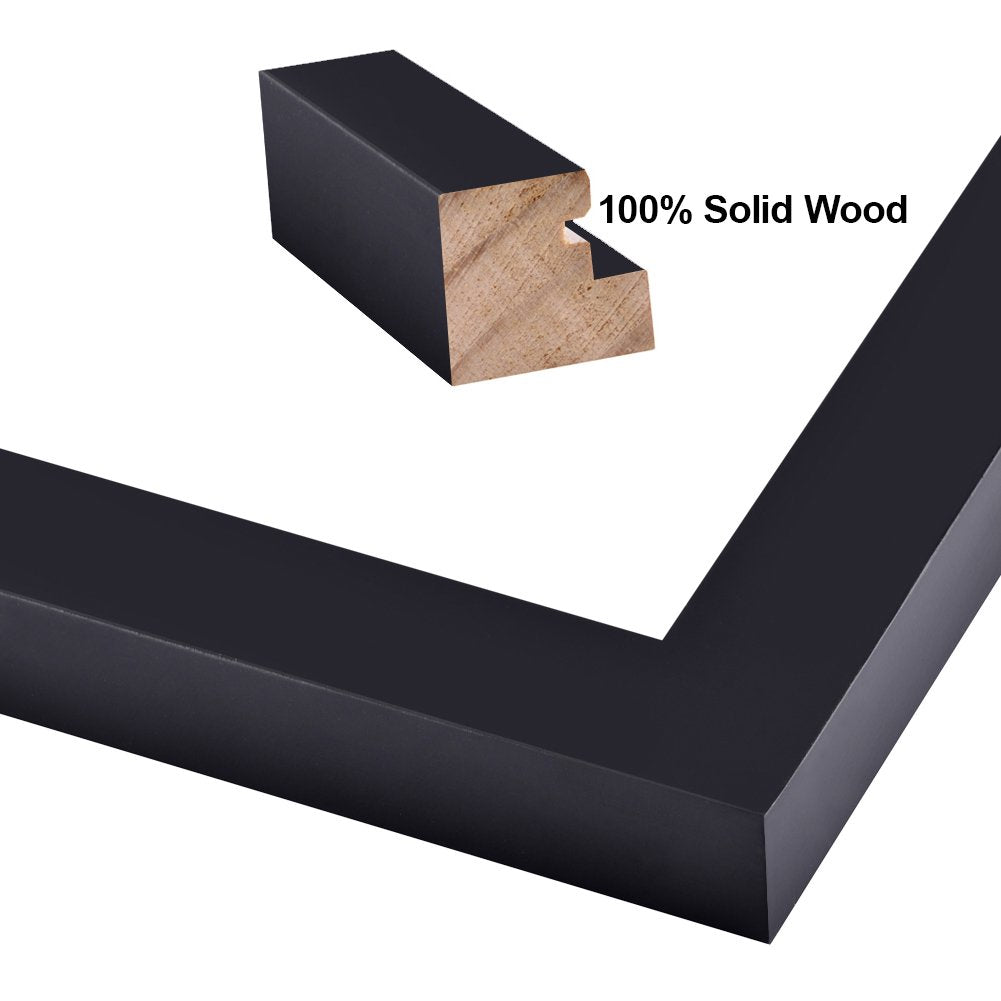 RPJC 11 x 14 Picture Frames Made of Solid Wood and High Definition Glass Display Pictures 8x10 with Mat or 11x14 Without Mat for Wall Mounting Photo Frames Black RPJC