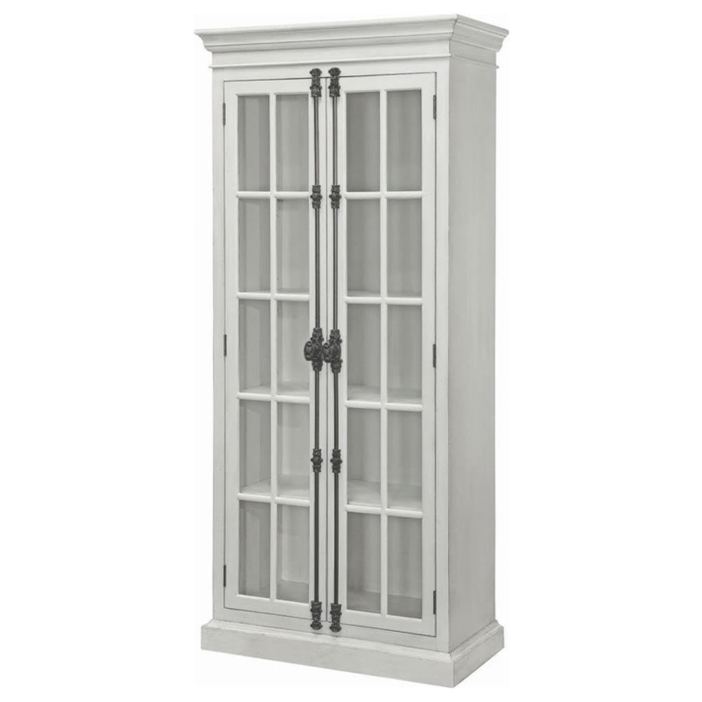 Coaster Furniture 2-Door Curio Cabinet Antique White and Clear 910187 Coaster Home Furnishings
