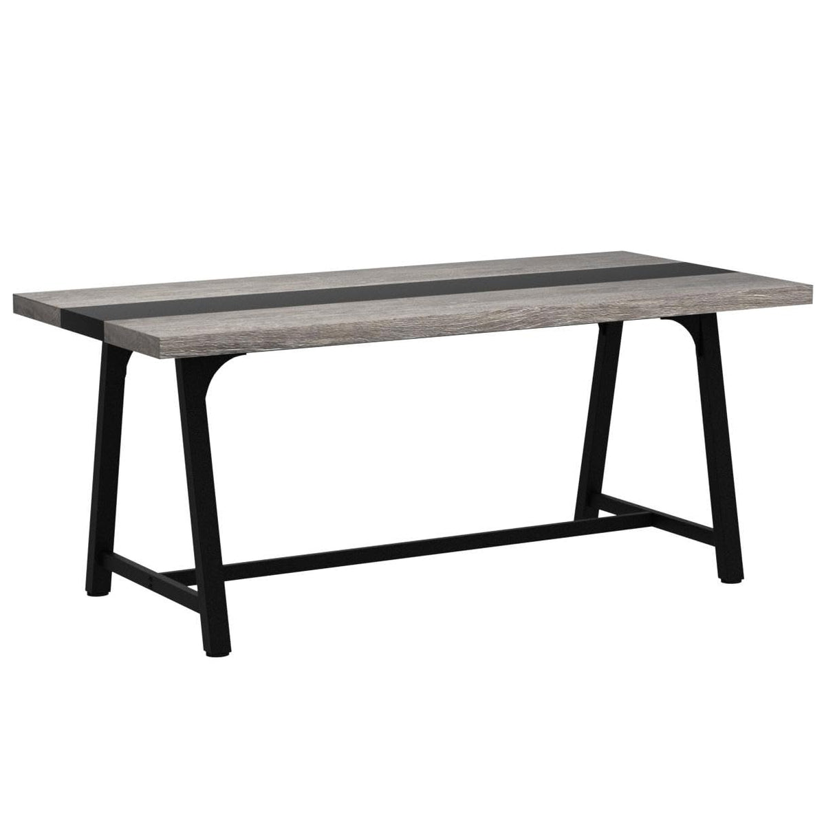 Tribesigns 6FT Rectangle Conference Table, 70.87L x 33.46W x 29.92H Inches Meeting Table for Conference Room, Vintage Wood Office Executive Desk with Strong Metal Frame for 6 People (Grey) Tribesigns