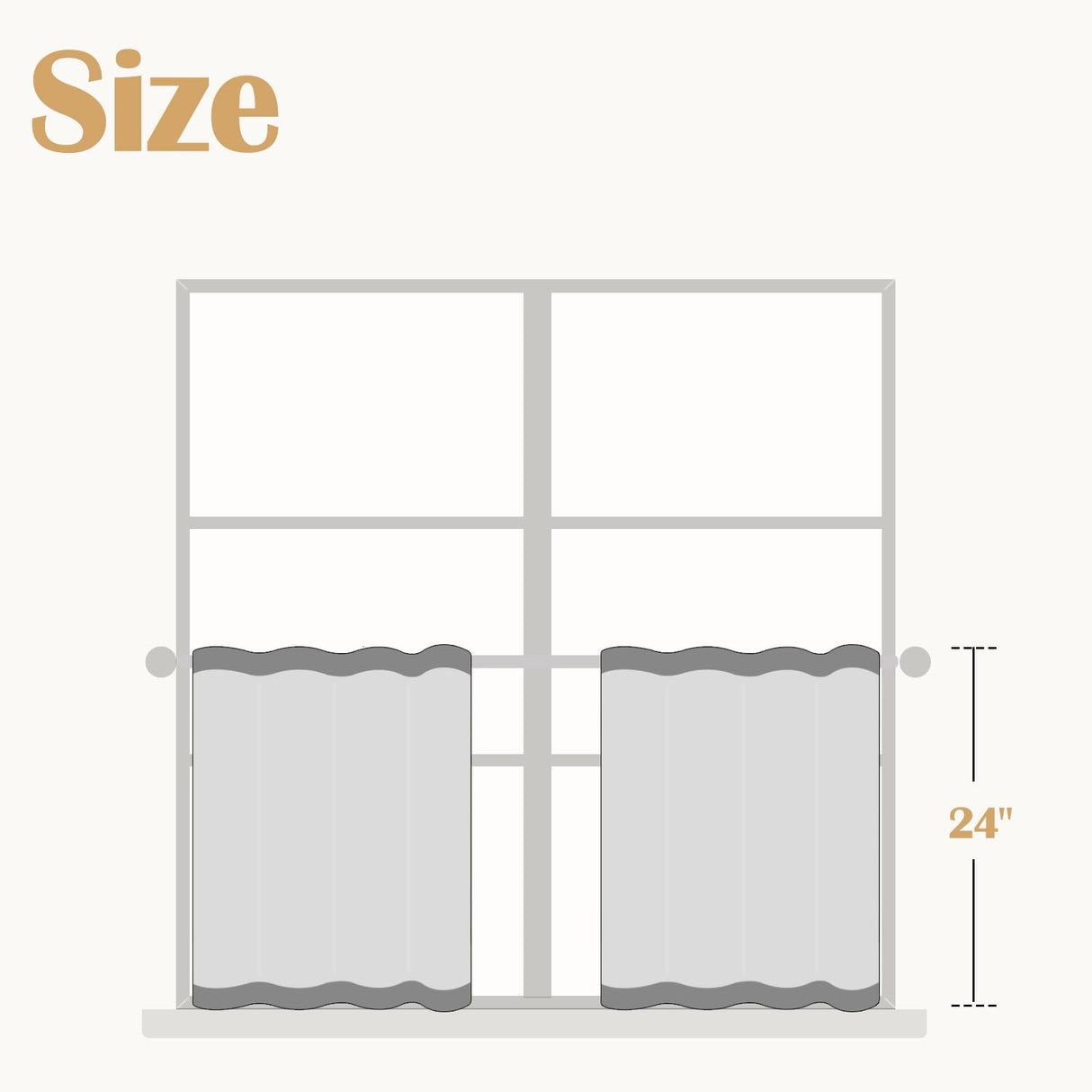 jinchan Striped Linen Kitchen Curtains 24 Inches Length Tier Curtains Farmhouse Modern Cafe Style Small Window Treatments Airy Light Filtering Rod Pocket for Living Room Bathroom 2 Panels Tan jinchan
