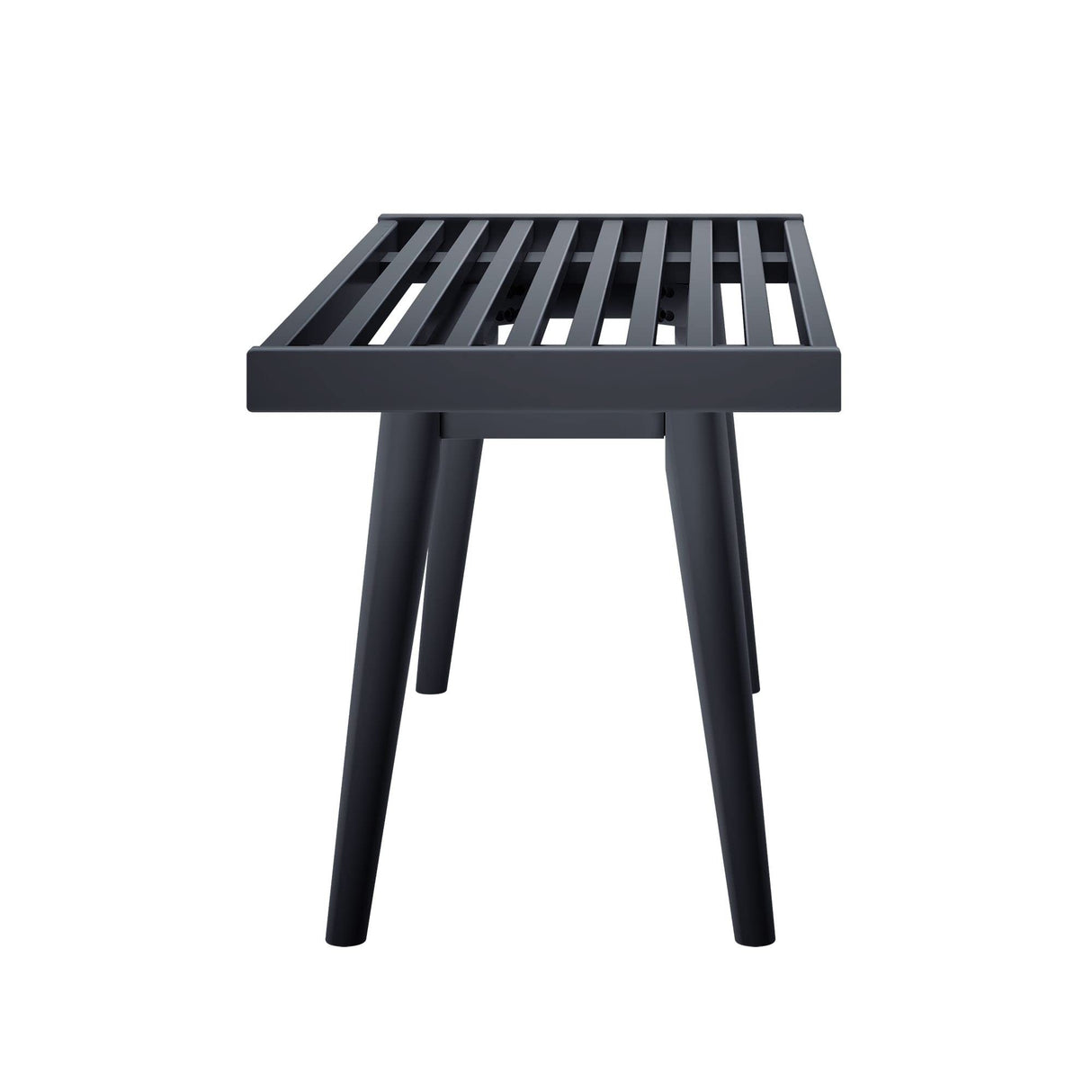 Plank+Beam Entryway Bench, Wooden End of Bed Bench for Bedroom, Mid-Century Modern Square Bench for Hallway, Living Room, Indoor, Porch, 41.25", Black Plank+Beam