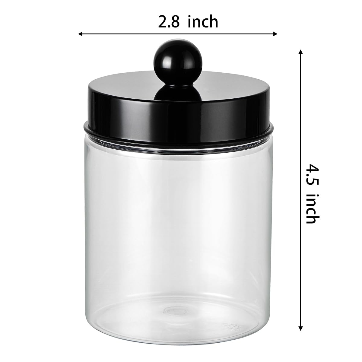 Komashr 3PC Farmhouse Decor Qtip Holder Apothecary Jars Bathroom Vanity Storage Organizer -Countertop Canister Container &Cute Stickers for Cotton Swab, Ball,Pad,Floss ,Paper Clips (Black,Plastic) Komashr