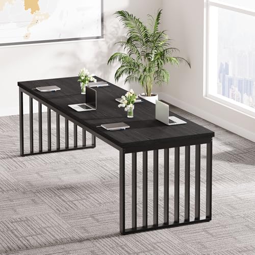 Tribesigns 6.56 ft Conference Table, Large Rectangle Meeting Seminar Table, Industrial Long Business Table for 6-8 People (Without Chair) (Black) Tribesigns