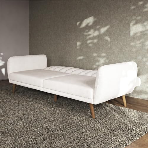 Novogratz Brittany 81.5" Futon Sofa Bed and Couch Sleeper, Ivory Boucle Novogratz