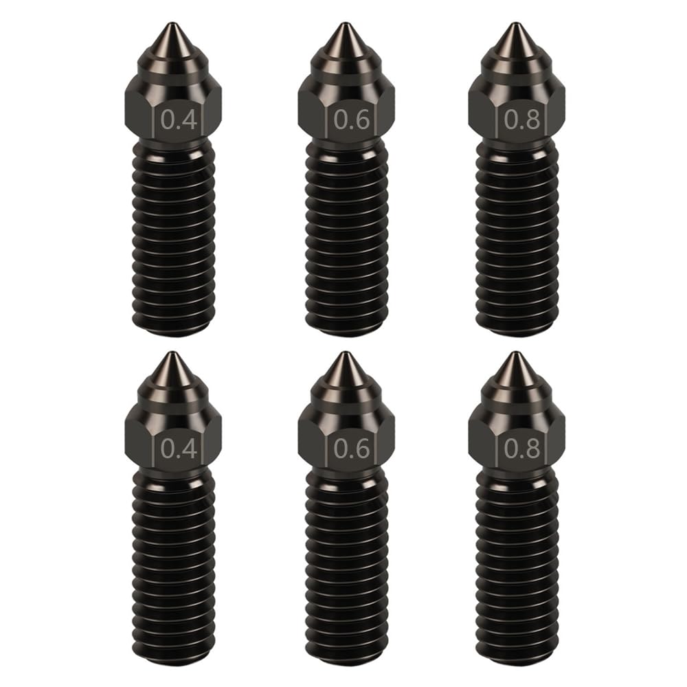 HysiPrui 3D Printer K1 Max Upgrade Extruder Hotend Nozzle Kit - Included 2pcs 0.4mm + 2pcs 0.6mm + 2pcs 0.8mm Hardened Steel Nozzles, High Temperature and Wear Resistant for K1/K1 Max/Ender 3 V3 KE HysiPrui