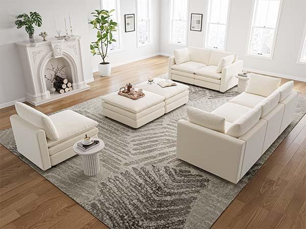 Txtin's Cloud Couches for Living Room L Shaped Sectional Couch with Ottoman Deep Plush 4 Seats Sofa Modern Sofa for Apartment Txtin's