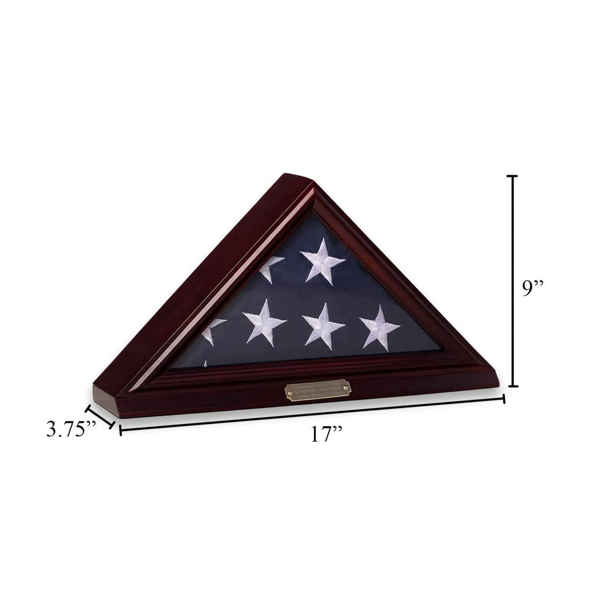 Bey-Berk Custom Personalized Solid Wood Triangle Glass Front Flag Display Case, Holds 3ft by 5ft Flag, Not Suitable for Burial or Memorial Flag (Mahogany) (Mahogany) Bey-Berk