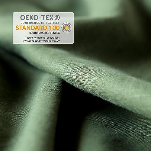 XZ XIFA Green Linen Duvet Cover Full, 100% Washed French Flax Linen Bedding Set with Zipper Closure, Cooling & Textured Bed Sets for Hot Sleepers(1 Duvet Cover, 2 Pillowcases) XZ XIFA