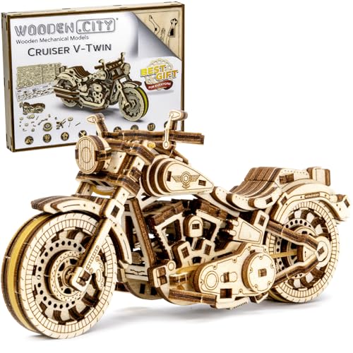 WOODEN.CITY Cruiser 3D Motorcycle Puzzle for Adults - Motorcycle Building Kit Adult - Wooden Model for Adults to Build - Build Your Own Motorcycle Kit - 3D Wooden Puzzle Model Motorcycle Kit to Build WOODEN.CITY