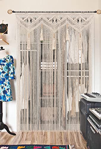 GCOVELIS Boho Curtains for Bedroom Macrame for Windows Living Room Boho Decor Large Macrame Wall Hanging Beaded Curtain for Doorway Closet Curtains Wedding Backdrop, 1 Panel 52''W x 72''L GCOVELIS