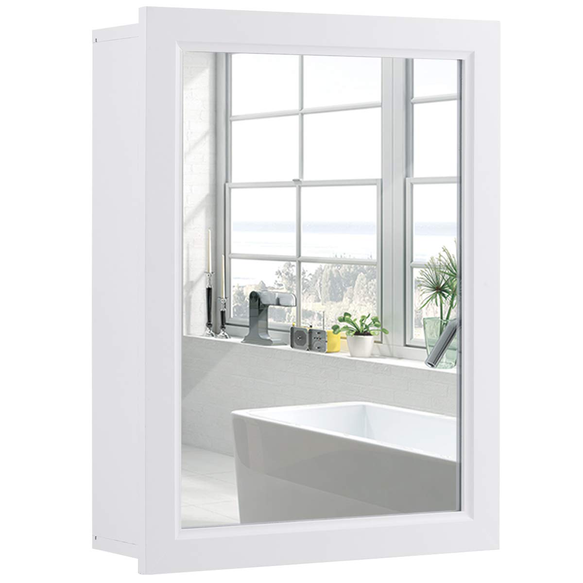 Tangkula Mirrored Bathroom Cabinet, Wall Mount Storage Organizer, Medicine Cabinet with Single Doors Tangkula