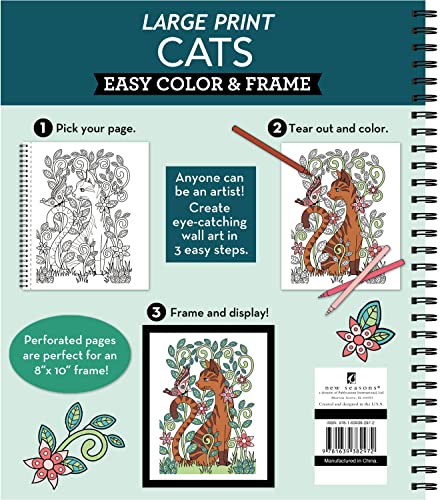 Large Print Easy Color & Frame - Cats (Stress Free Coloring Book) WoodArtSupply