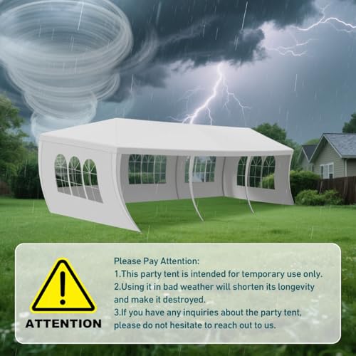 10'x30' Outdoor Party Canopy Tent with 5 Removable Sidewalls, White Gazebo with Transparent Windows, Rust-Resistant Shelter for Birthdays, Gatherings, Parties, Wedding, Events, BBQ OLLIDOT