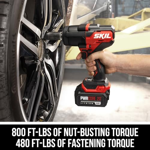 SKIL PWR CORE 20™ Brushless 20V 1/2 In. Mid-Torque Impact Wrench Kit Including 4.0 Ah Battery and Auto PWRJump™ Charger- IW5761B-10 Skil