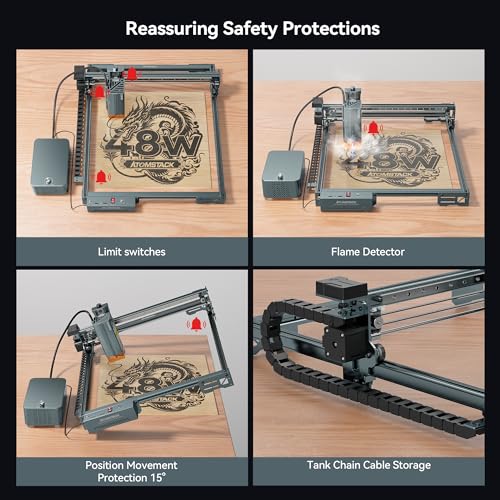 ATOMSTACK 48000mW Laser Engraver, A40 PRO V2 with Air Assist, 30000mm/min Laser Cutter for Bulk Engraving Cutting High Accuracy Laser Engraving Machine for Wood Acrylic Leather Stone Metal ATOMSTACK