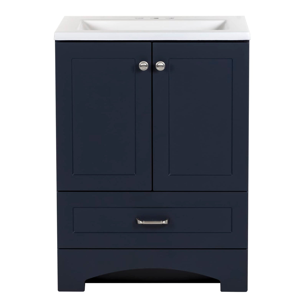 Spring Mill Cabinets Emlyn 24 Inch Bathroom Vanity with White Single Sink Top, 2-Door Cabinet, 1 Drawer, 24.5" W x 18.75" D x 32.89" H, Deep Blue Spring Mill Cabinets